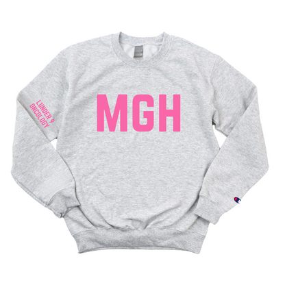 PINK MGH LUNDER 9 ONCOLOGY CHAMPION CREWNECK